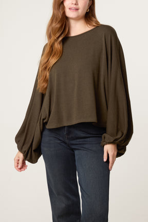 Balloon Sleeve Fine Knit Jumper