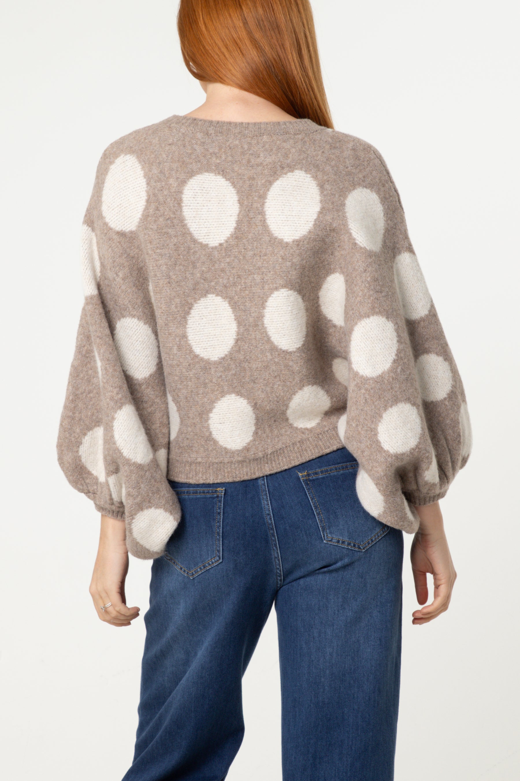 Polka Dot Balloon Sleeve Knit Jumper