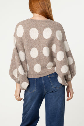 Polka Dot Balloon Sleeve Knit Jumper