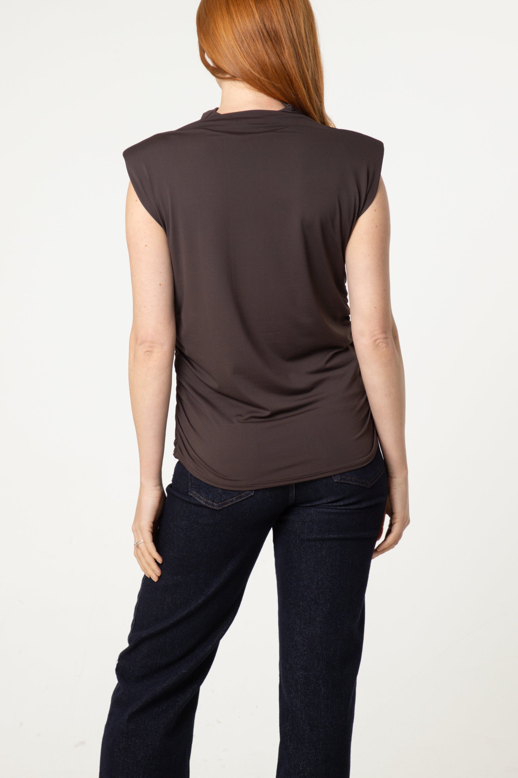 Shoulder Pad Cowl Neck Top