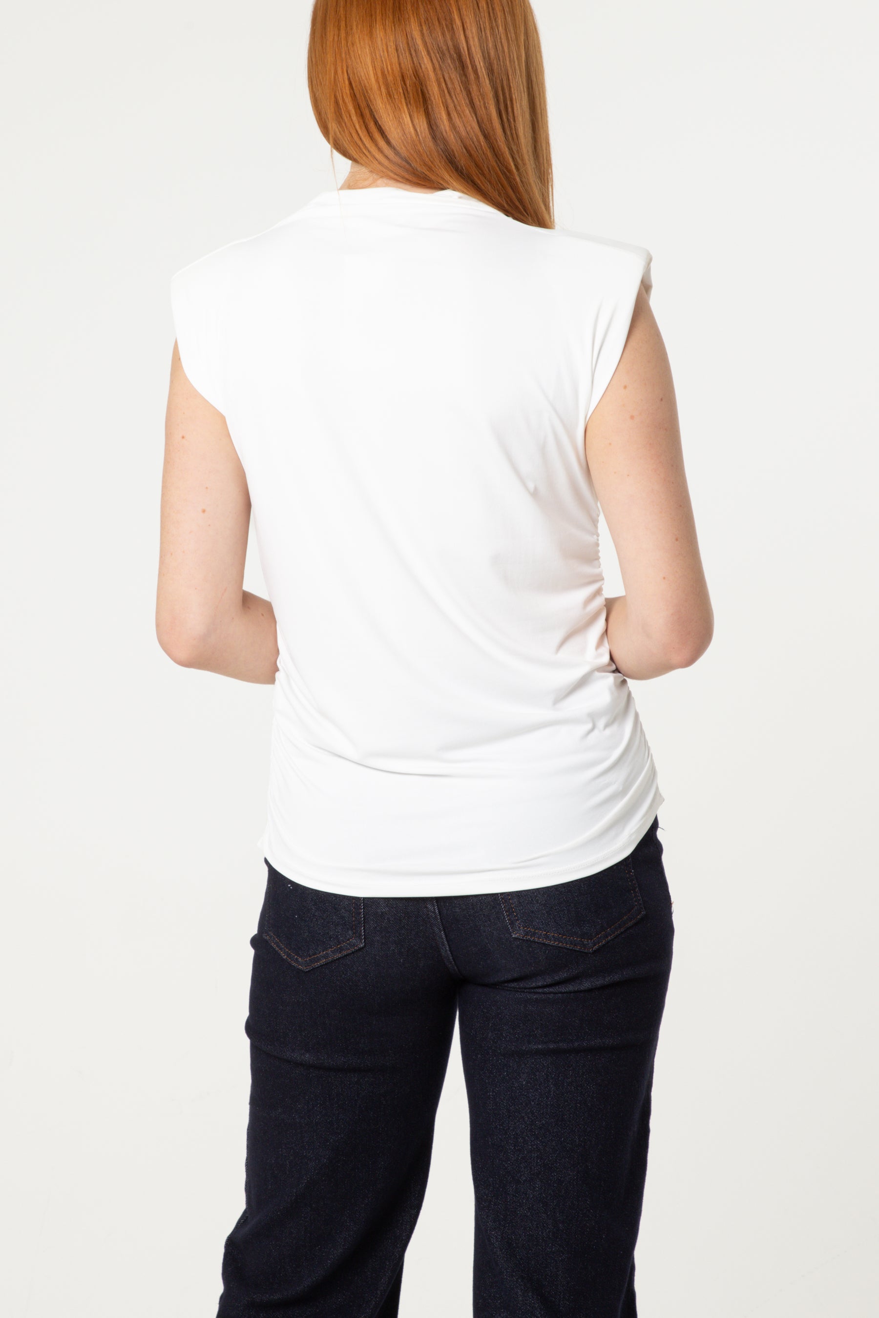 Shoulder Pad Cowl Neck Top