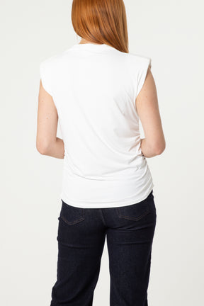 Shoulder Pad Cowl Neck Top