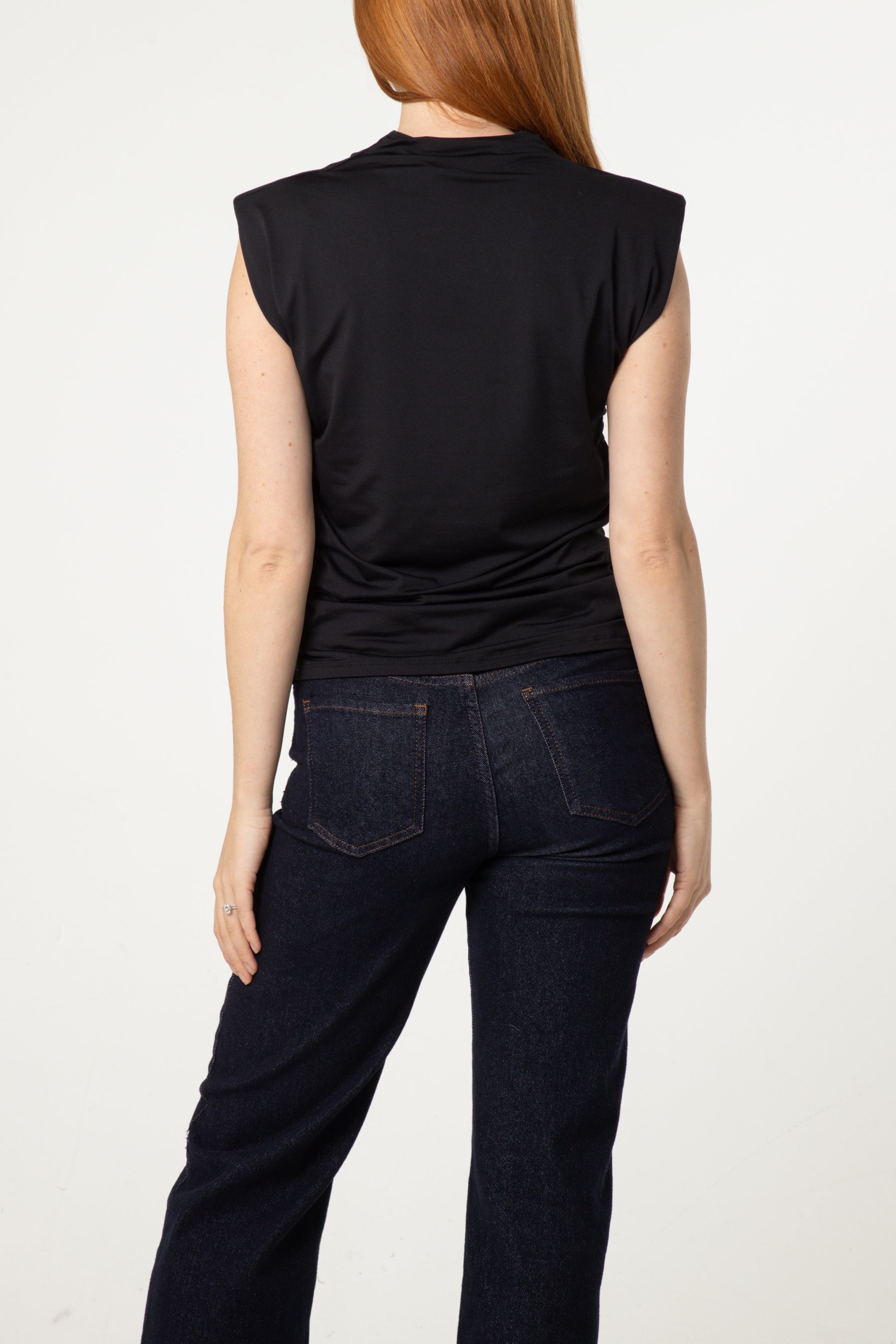 Shoulder Pad Cowl Neck Top