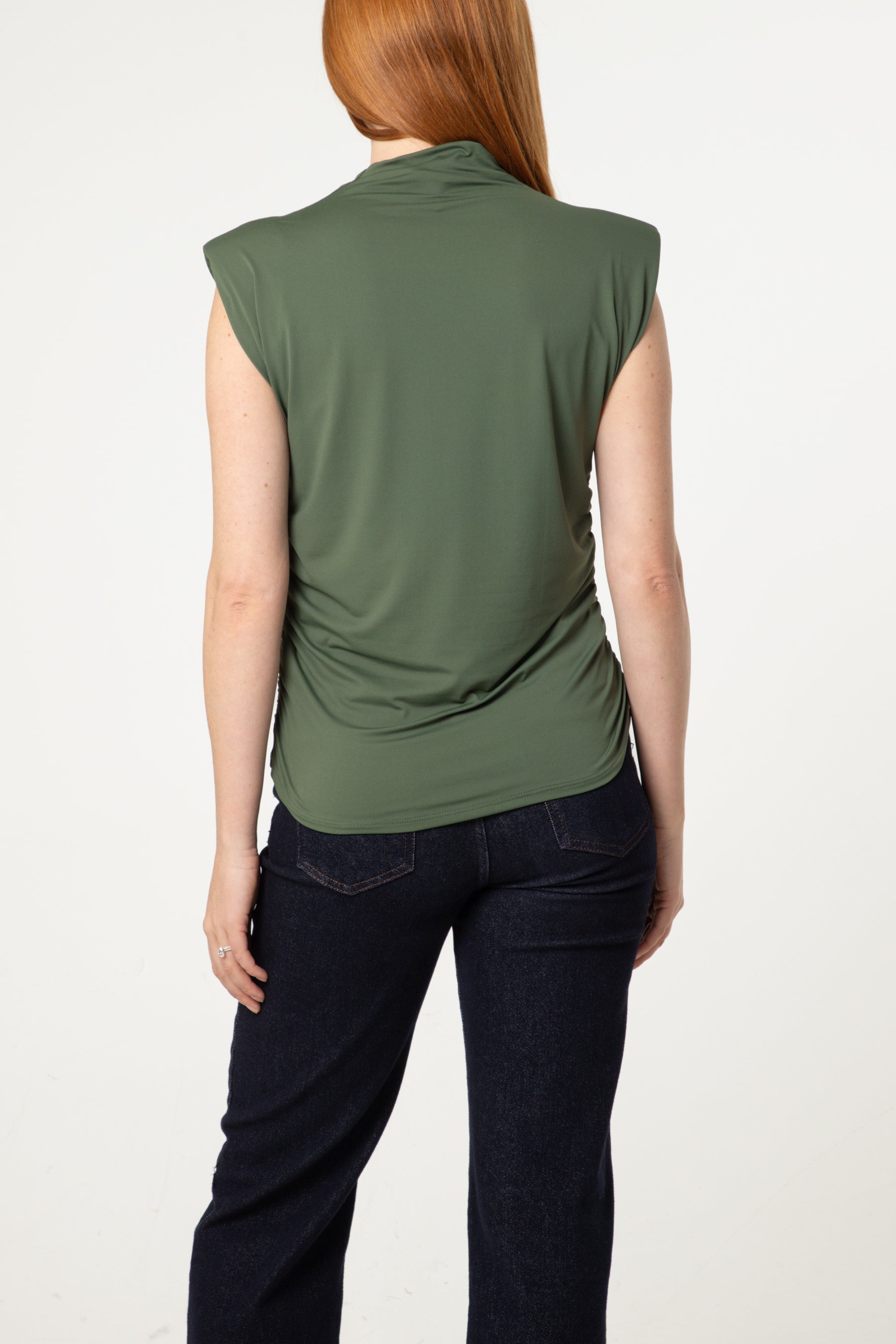 Shoulder Pad Cowl Neck Top