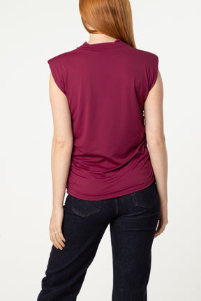 Shoulder Pad Cowl Neck Top
