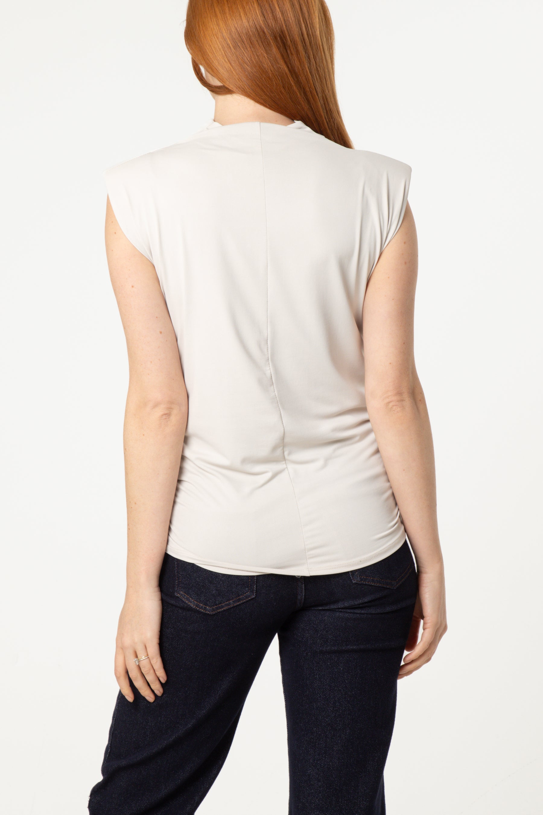 Shoulder Pad Cowl Neck Top