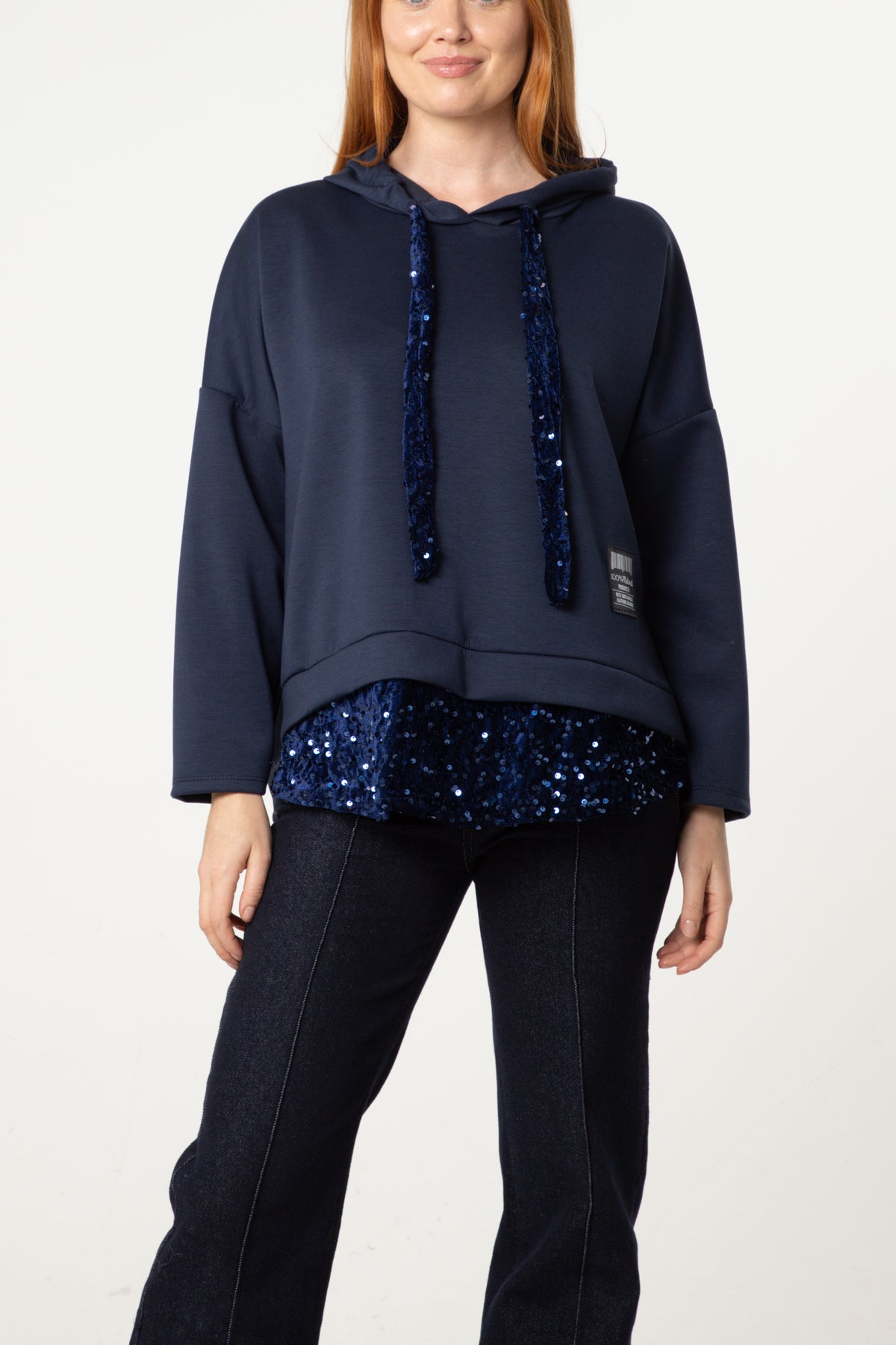 Sequin Detail Drawstring Hoodie