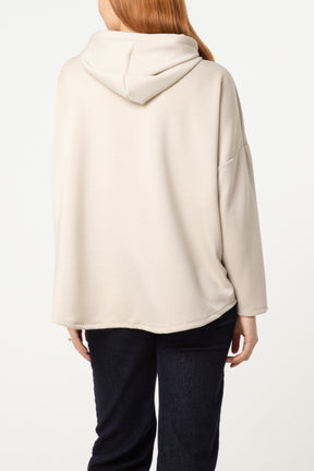 Sequin Detail Drawstring Hoodie