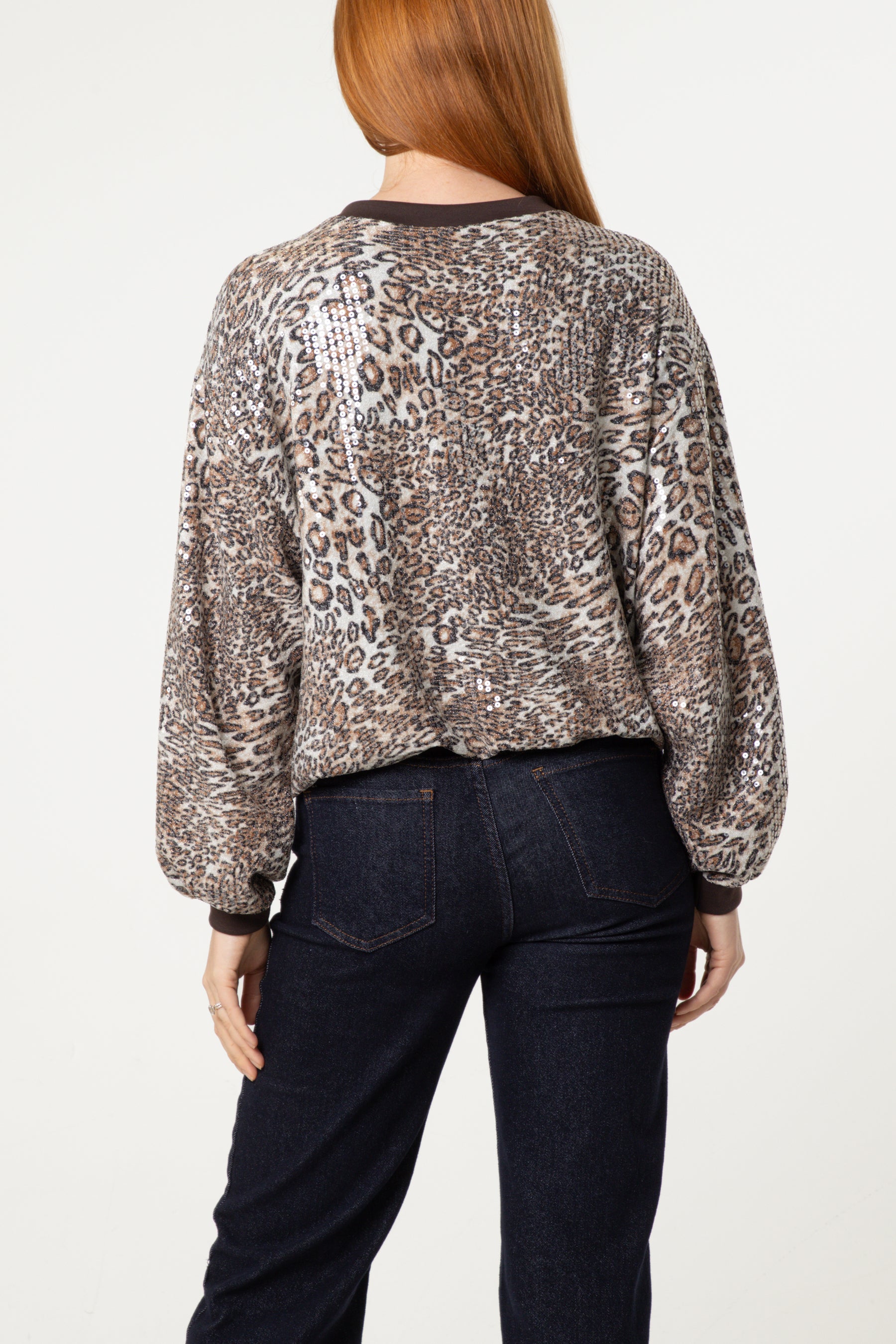 Sequin Leopard Print Jumper