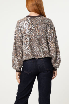 Sequin Leopard Print Jumper