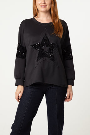 Sequin Star Sleeve Detail Jumper
