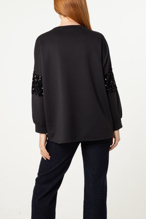Sequin Star Sleeve Detail Jumper