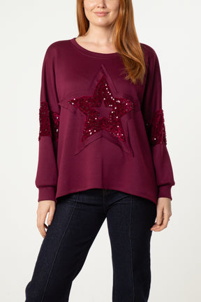 Sequin Star Sleeve Detail Jumper