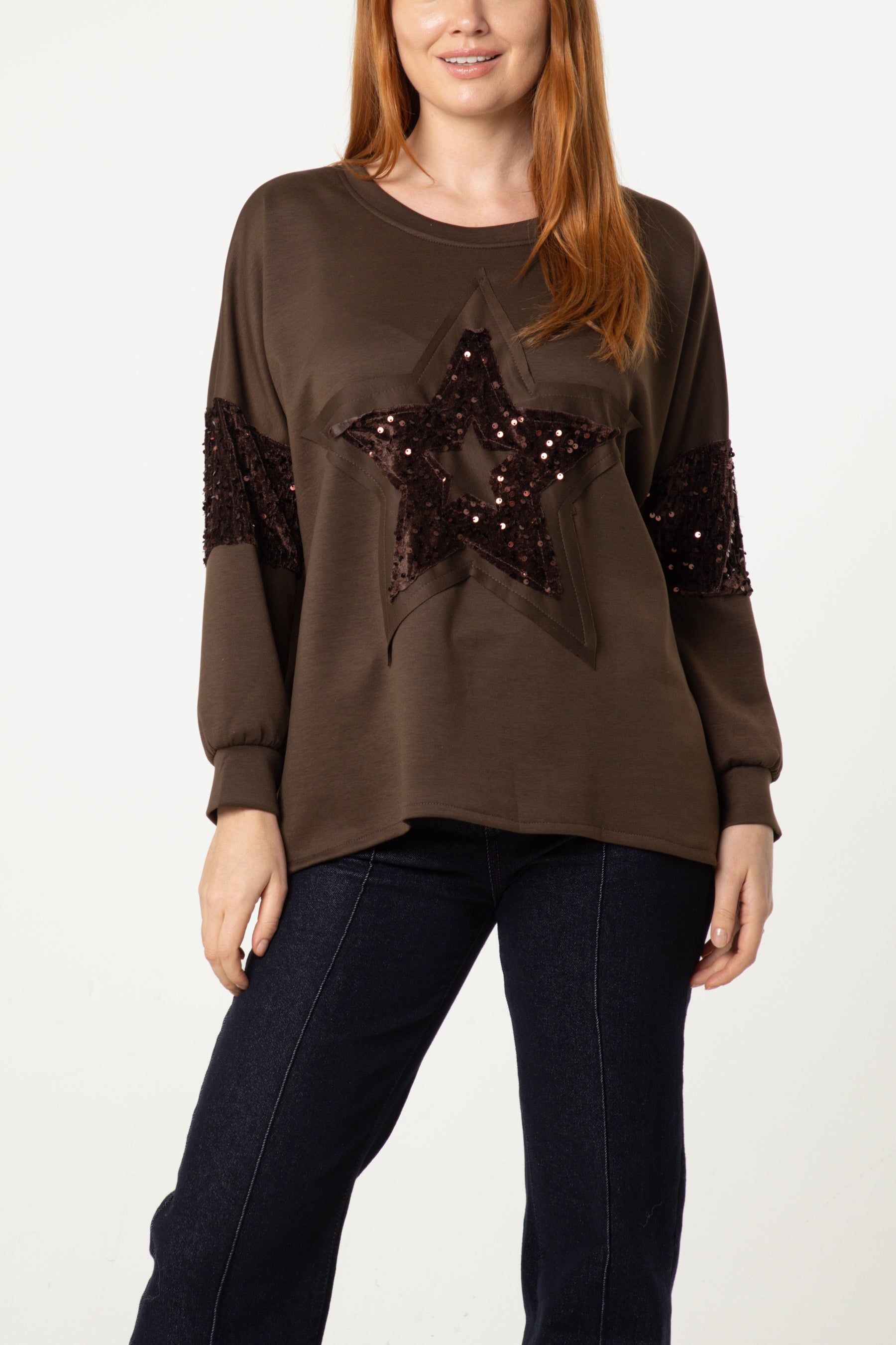 Sequin Star Sleeve Detail Jumper