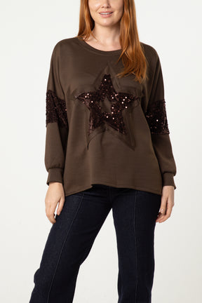 Sequin Star Sleeve Detail Jumper