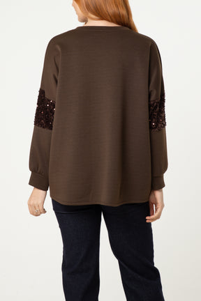 Sequin Star Sleeve Detail Jumper