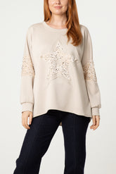 Sequin Star Sleeve Detail Jumper