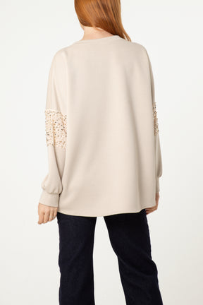 Sequin Star Sleeve Detail Jumper