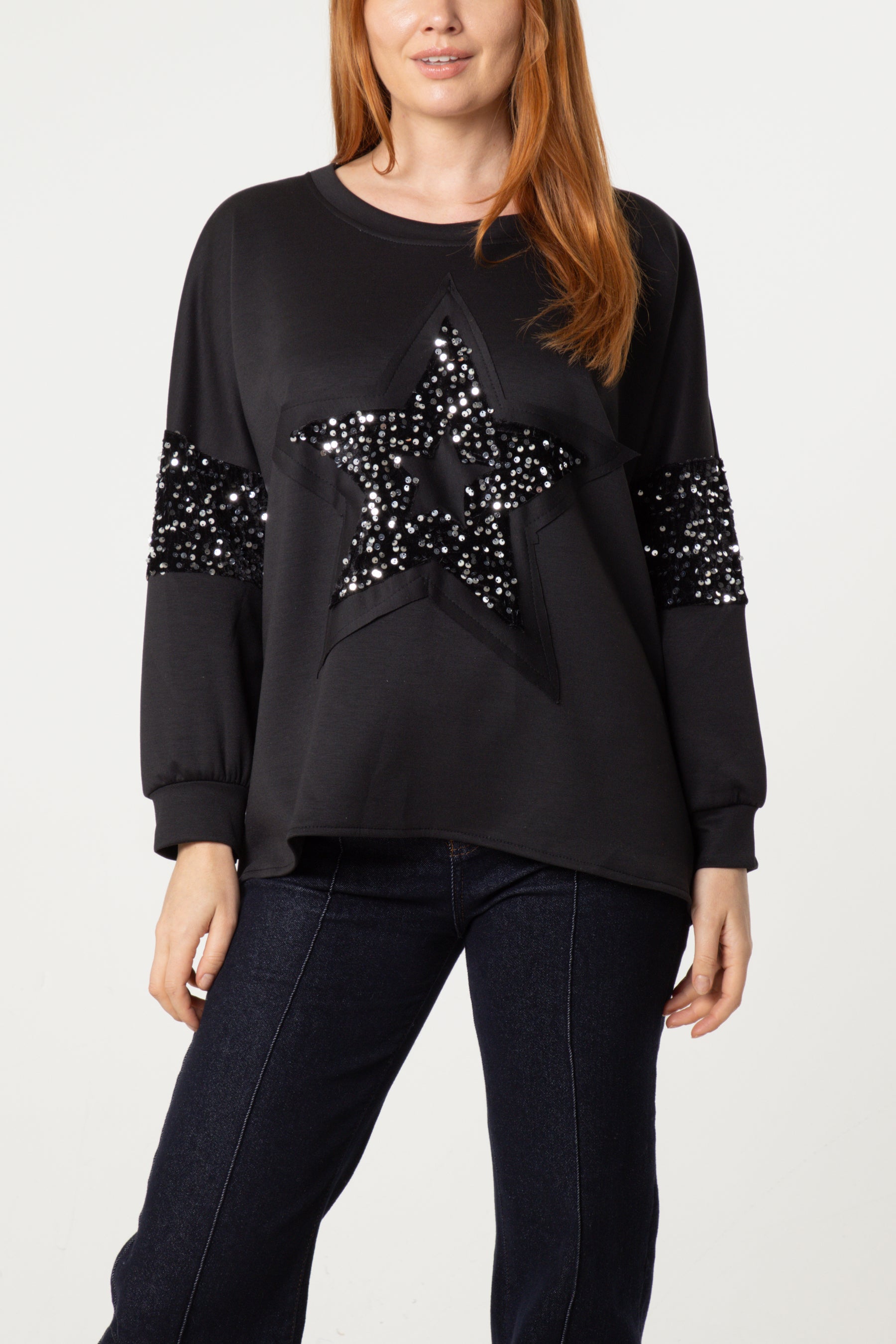 Sequin Star Sleeve Detail Jumper