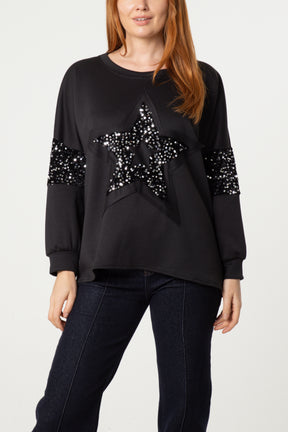 Sequin Star Sleeve Detail Jumper