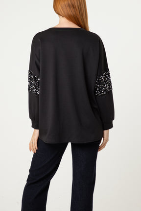 Sequin Star Sleeve Detail Jumper