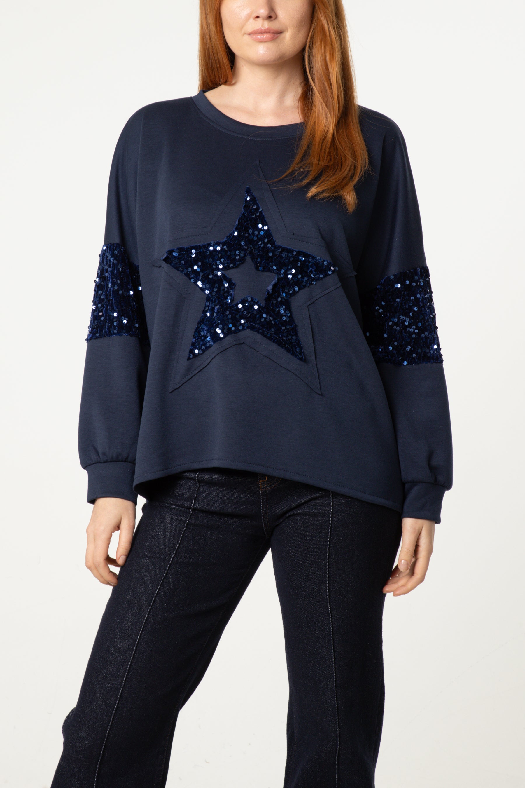 Sequin Star Sleeve Detail Jumper