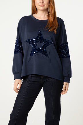 Sequin Star Sleeve Detail Jumper