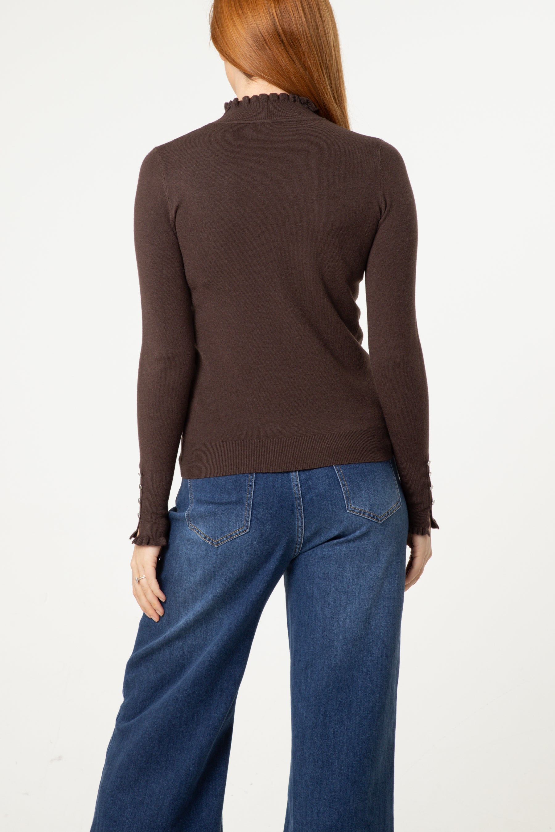 Frill Detail High Neck Knit Jumper