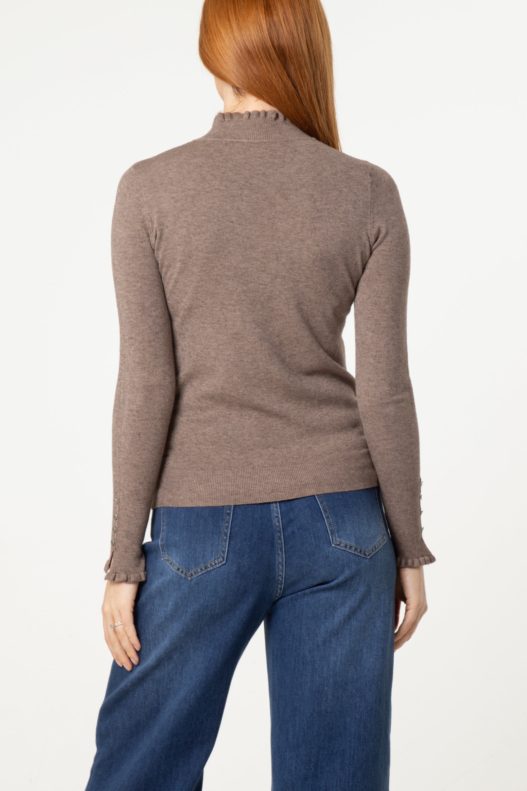 Frill Detail High Neck Knit Jumper