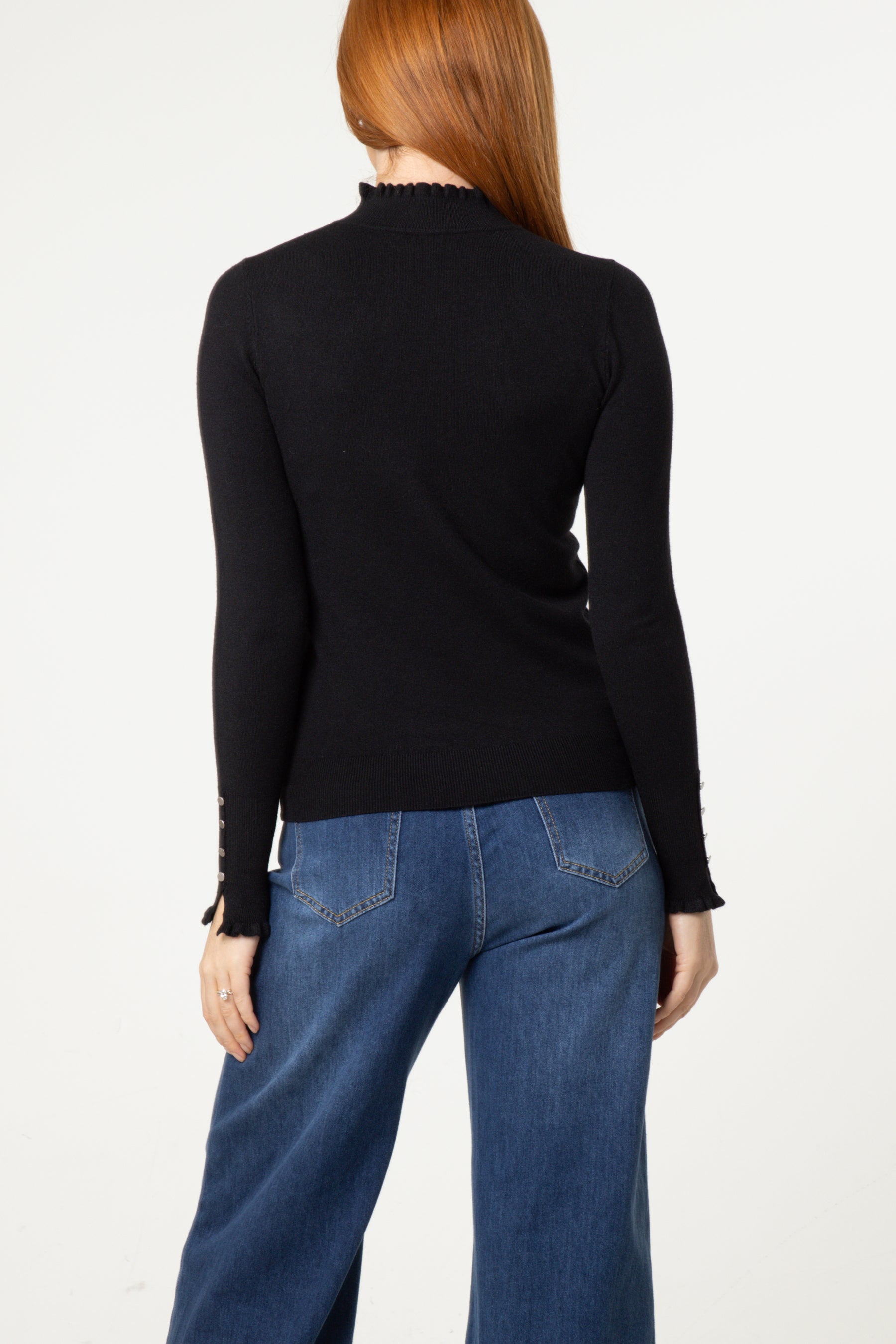 Frill Detail High Neck Knit Jumper