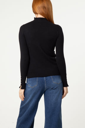 Frill Detail High Neck Knit Jumper