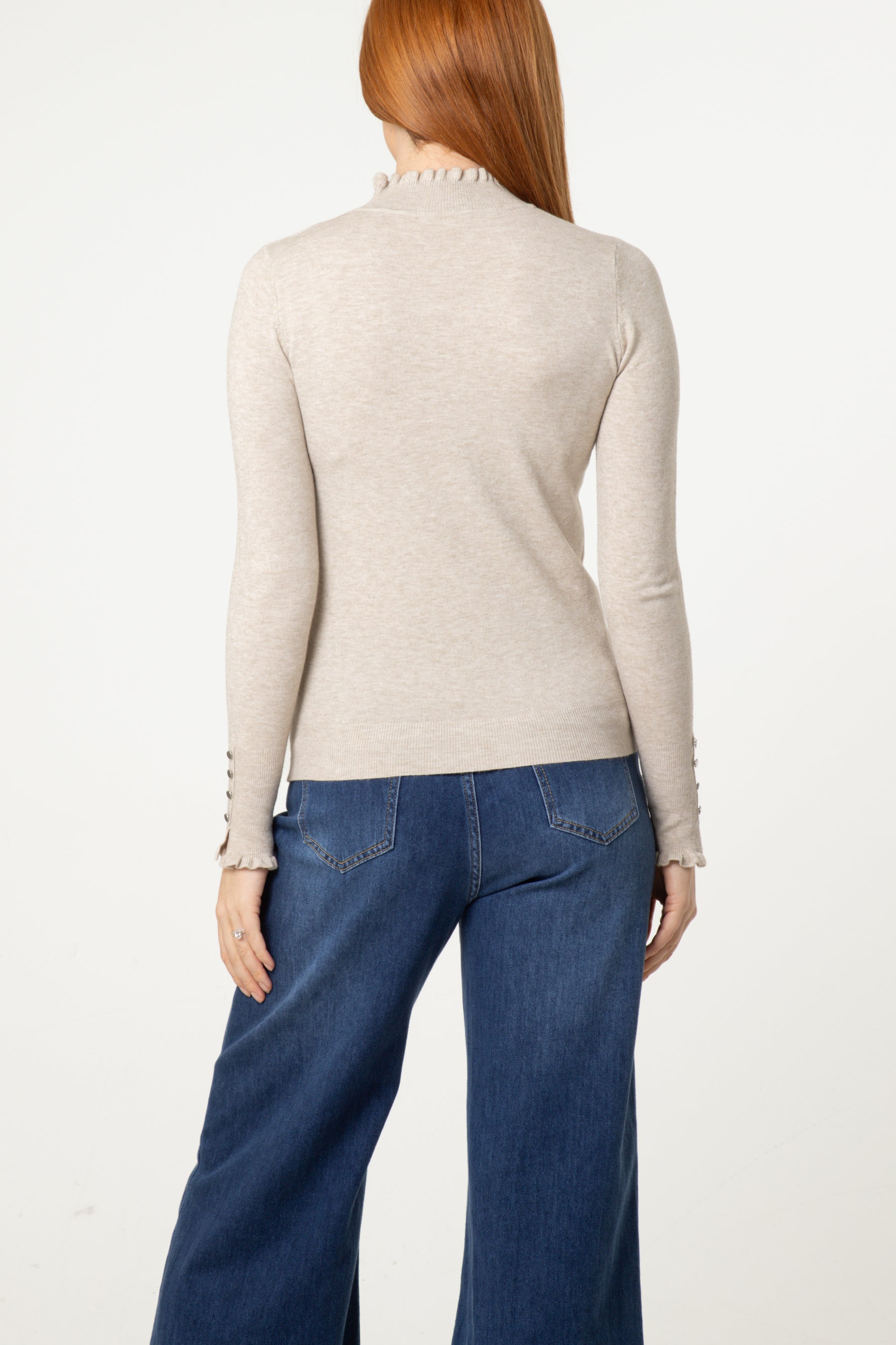 Frill Detail High Neck Knit Jumper