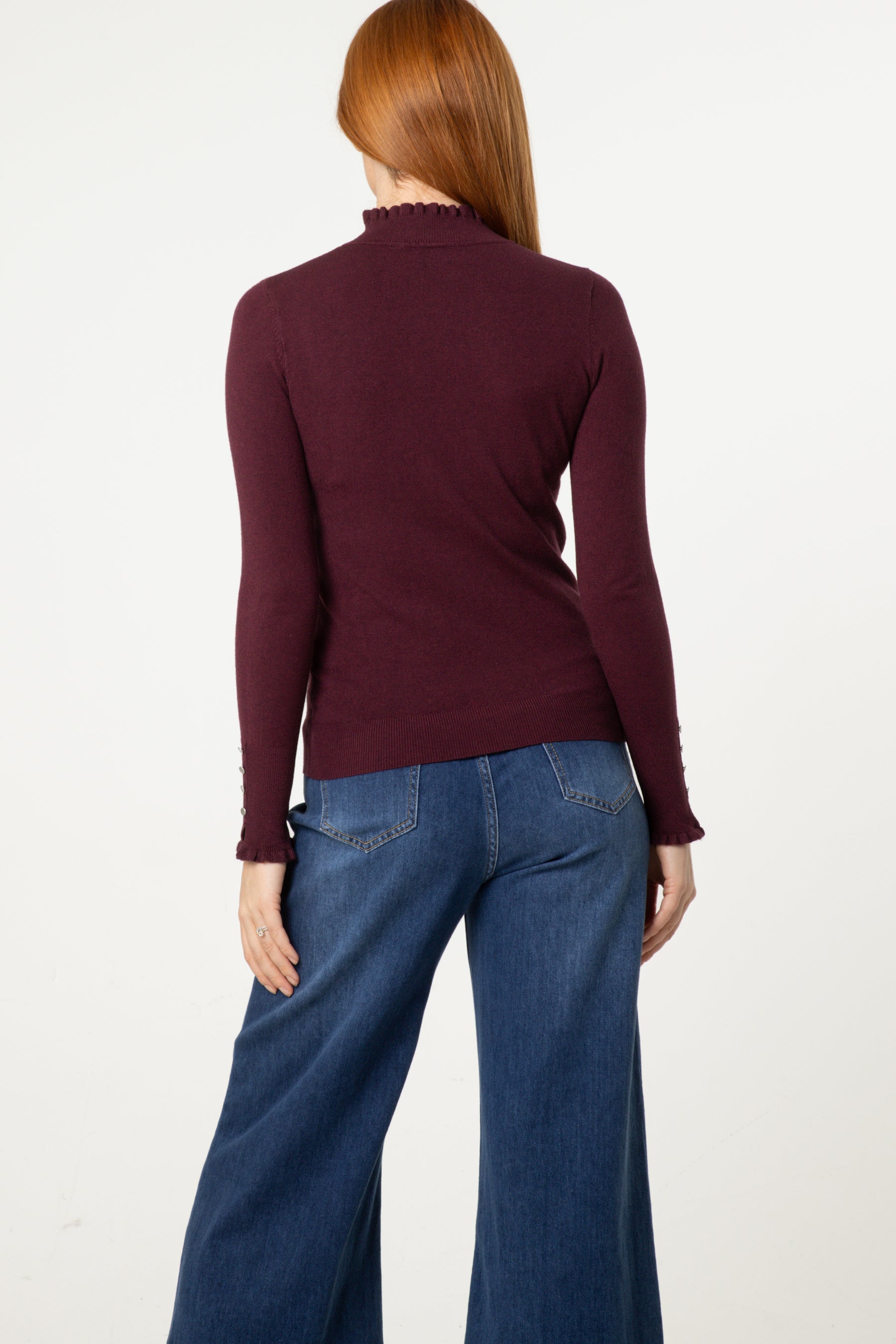 Frill Detail High Neck Knit Jumper