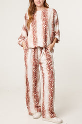 Deer Print Top & Wide Leg Trouser Set