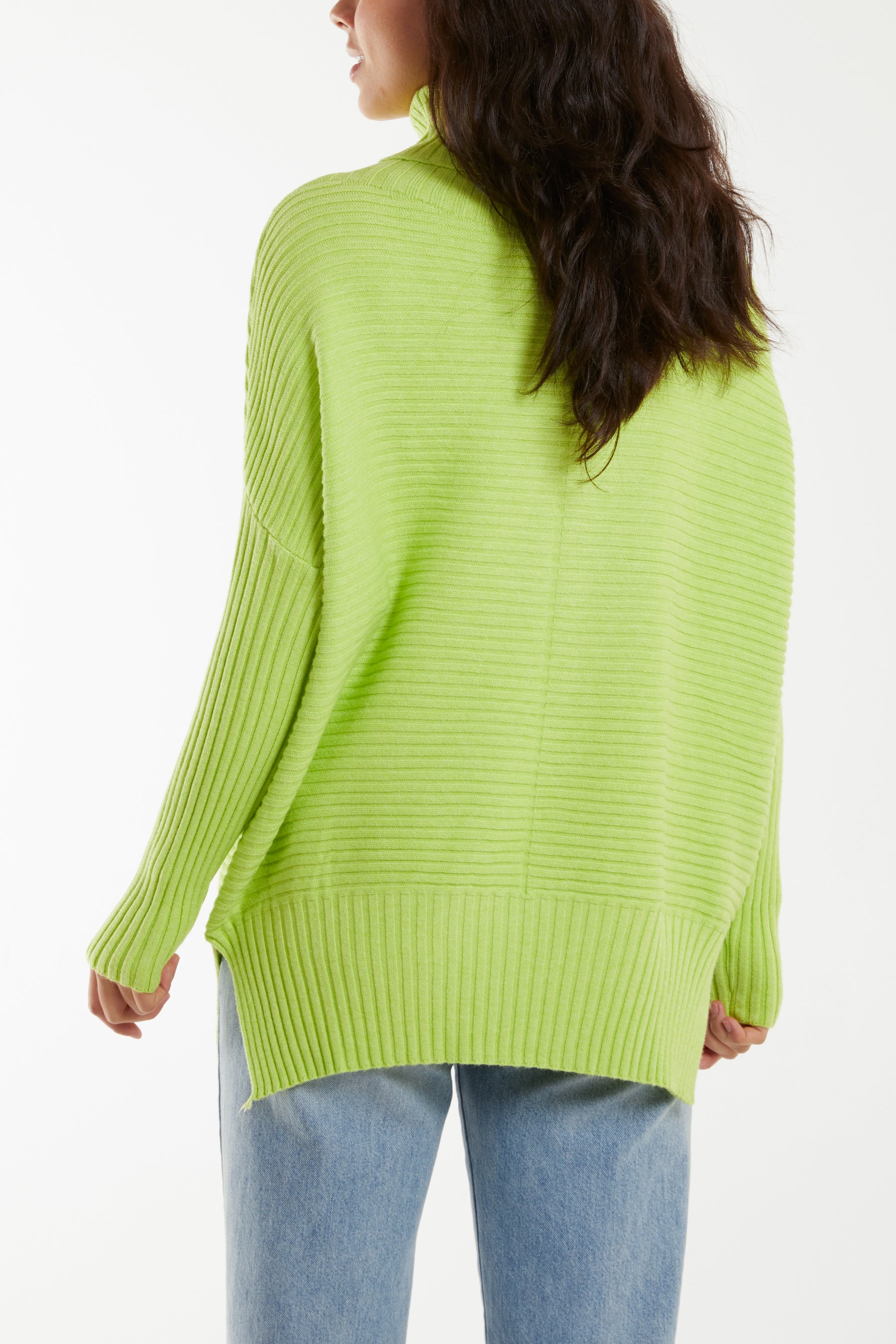 Knitted Rib Roll Neck Jumper