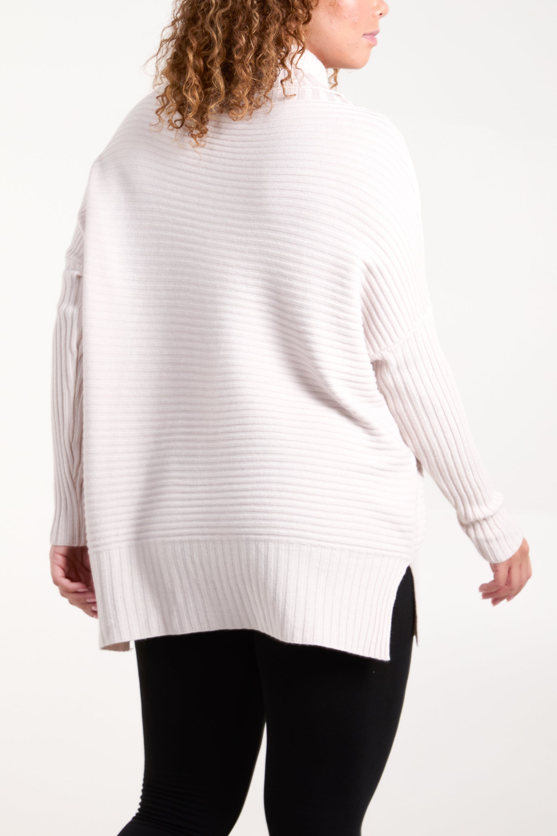 Knitted Rib Roll Neck Jumper