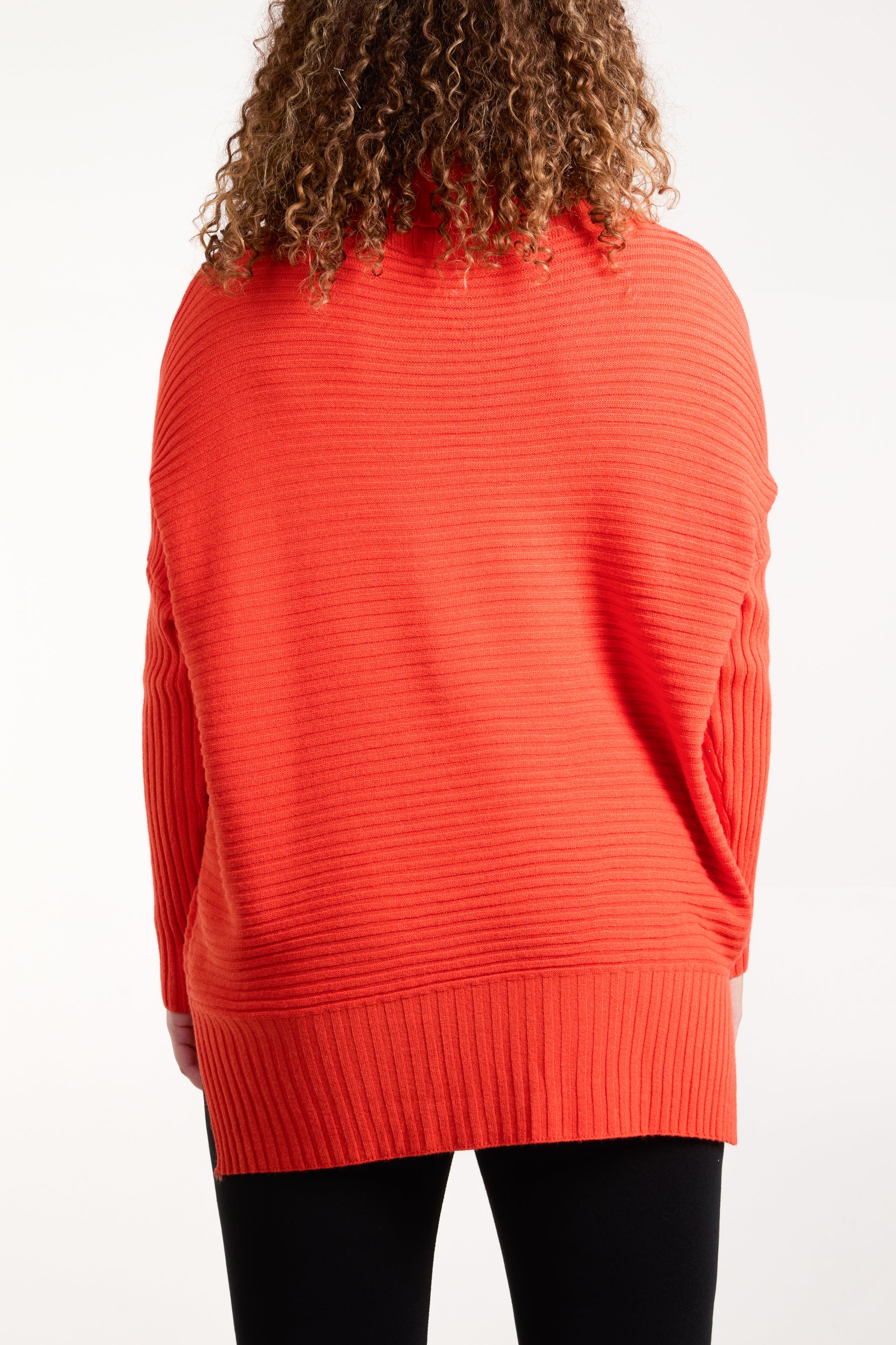 Knitted Rib Roll Neck Jumper