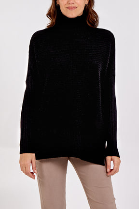 Knitted Rib Roll Neck Jumper