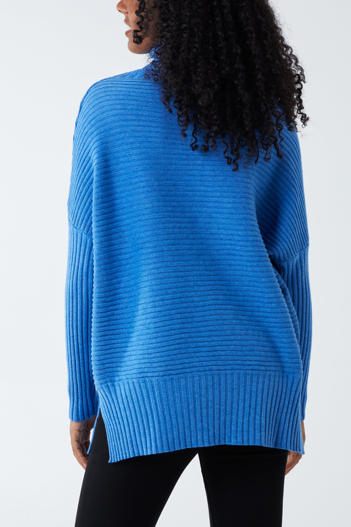 Knitted Rib Roll Neck Jumper