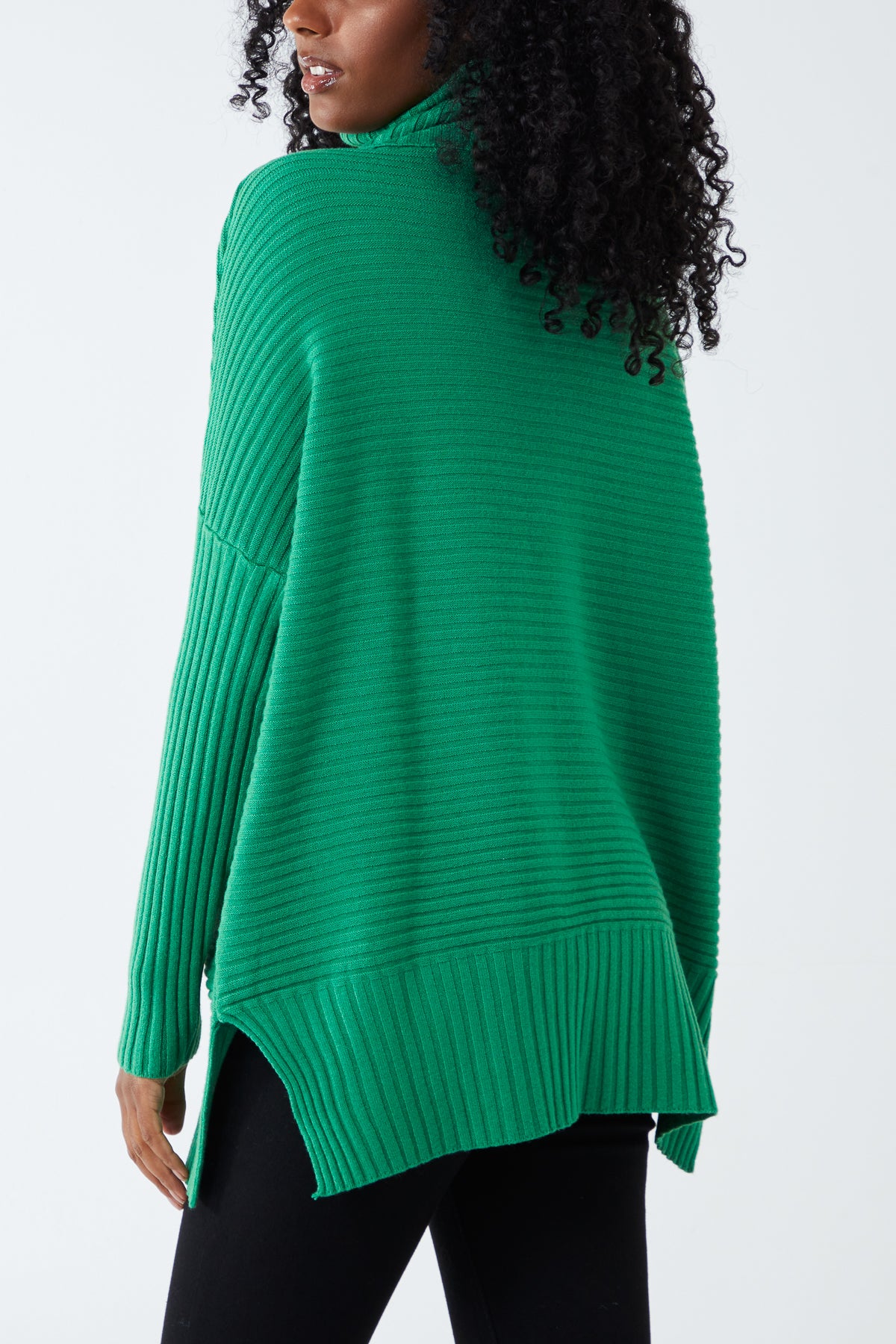 Knitted Rib Roll Neck Jumper