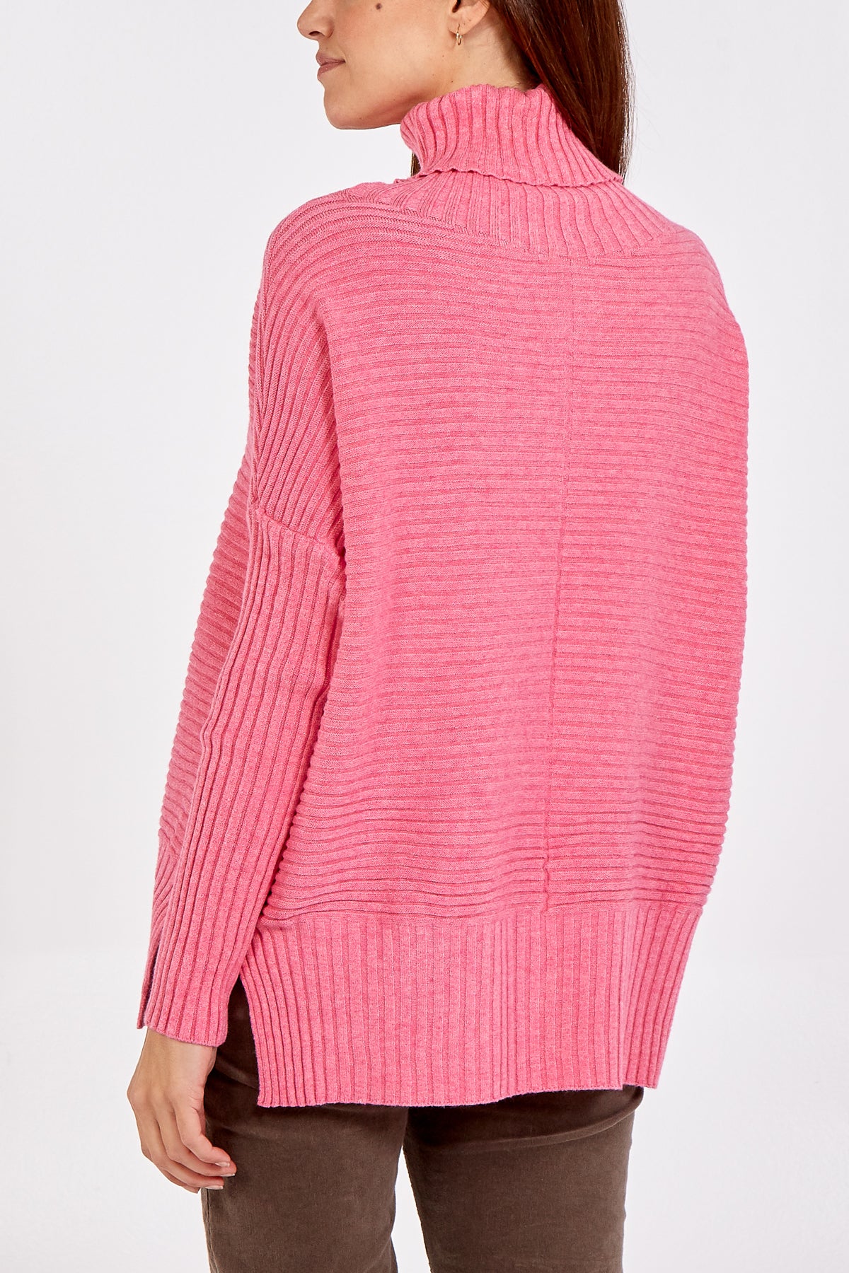 Knitted Rib Roll Neck Jumper