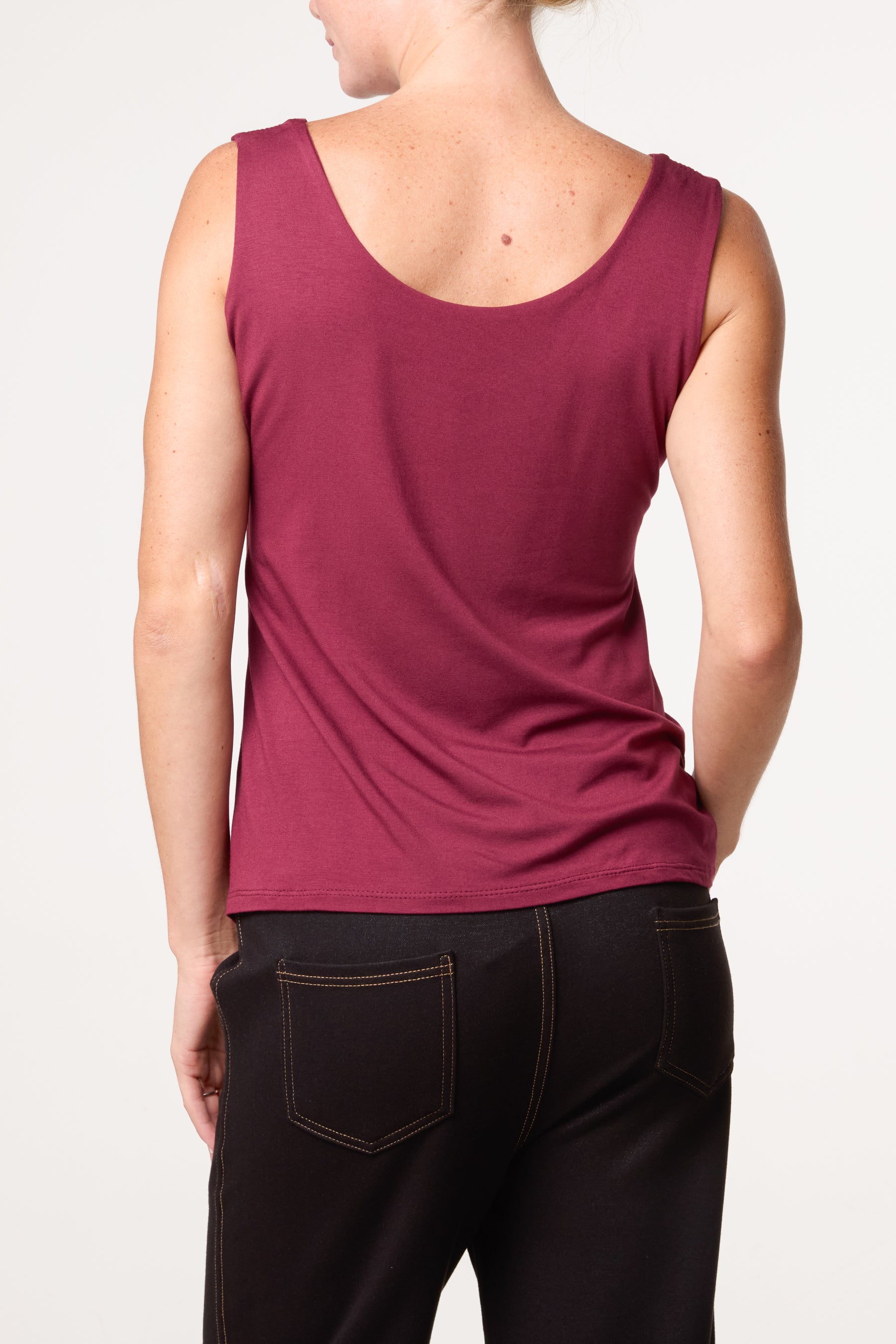 Double Layer Scoop Neck Plain Vest