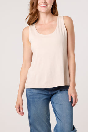 Double Layer Scoop Neck Plain Vest