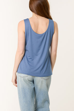 Double Layer Scoop Neck Plain Vest