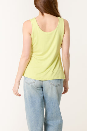 Double Layer Scoop Neck Plain Vest