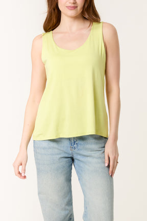 Double Layer Scoop Neck Plain Vest