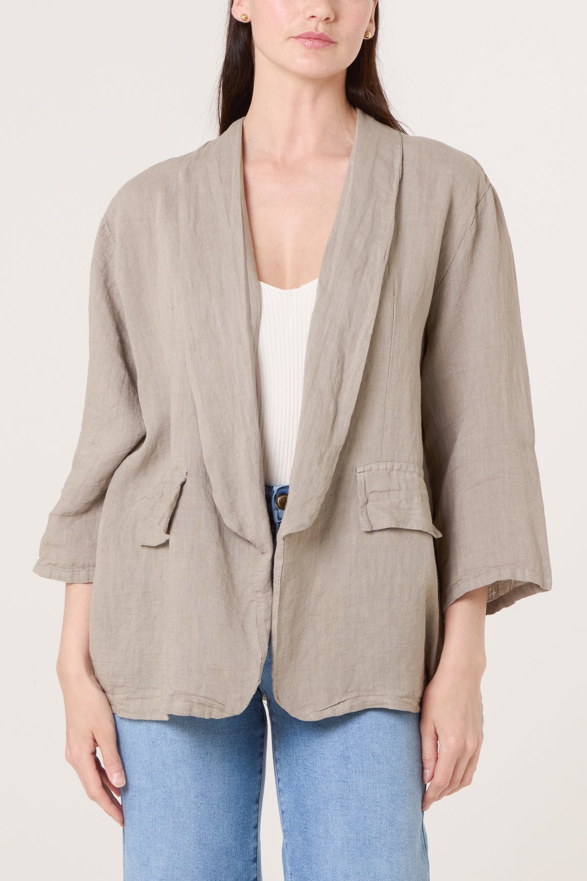 Lightweight Pocket Kimono Inspired Blazer