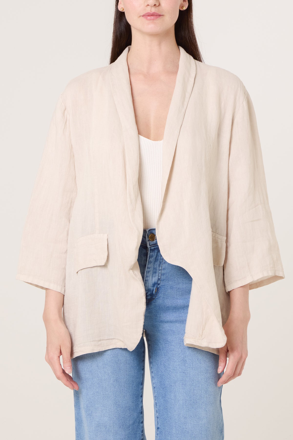 Lightweight Pocket Kimono Inspired Blazer