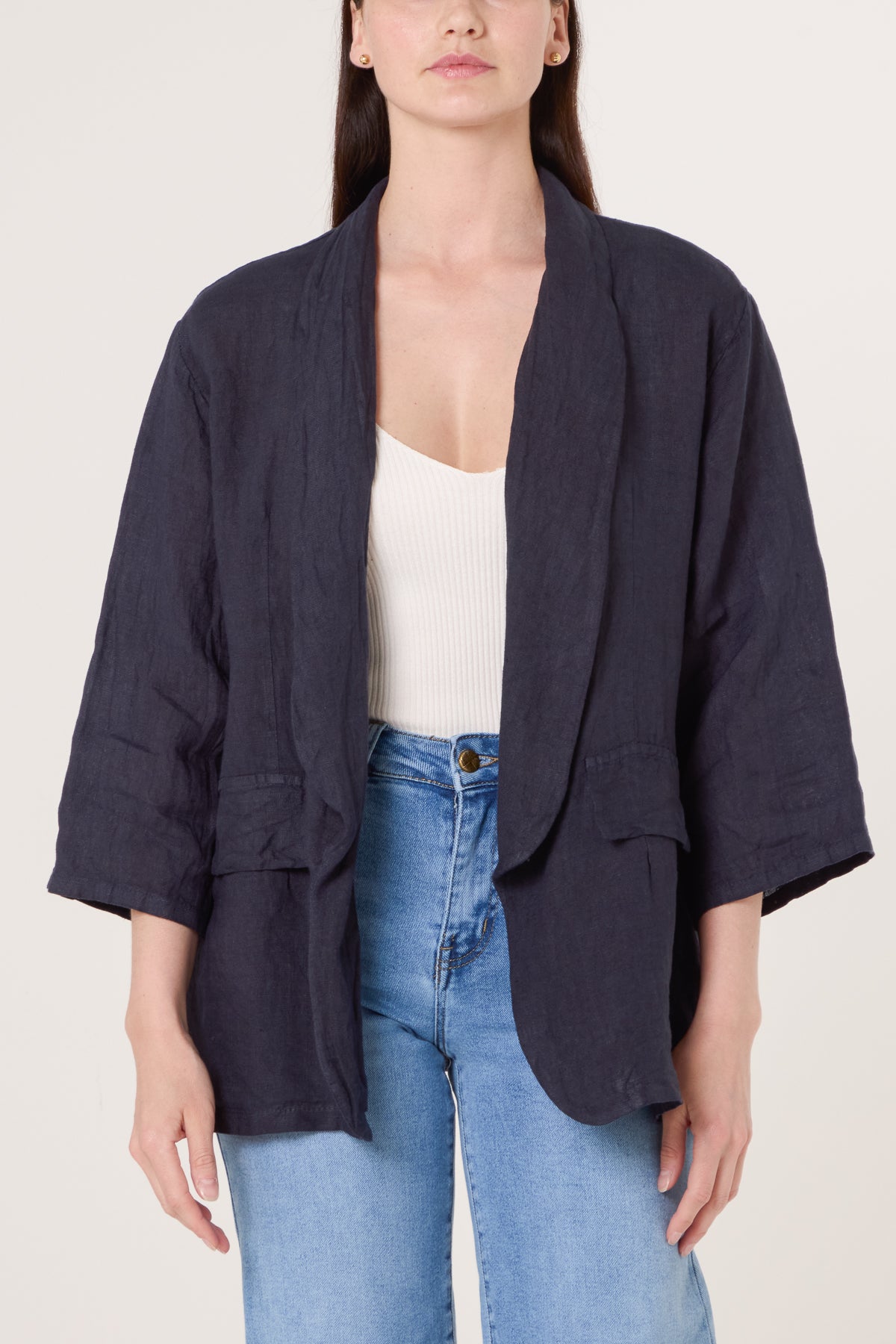 Lightweight Pocket Kimono Inspired Blazer
