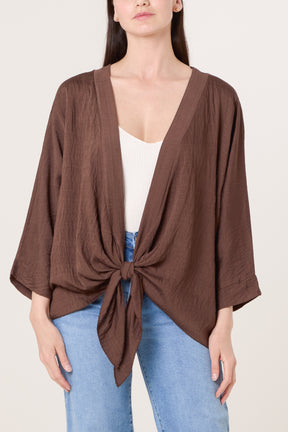 Front Knot Linen Kimono